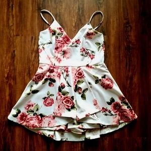 A white floral romper dress